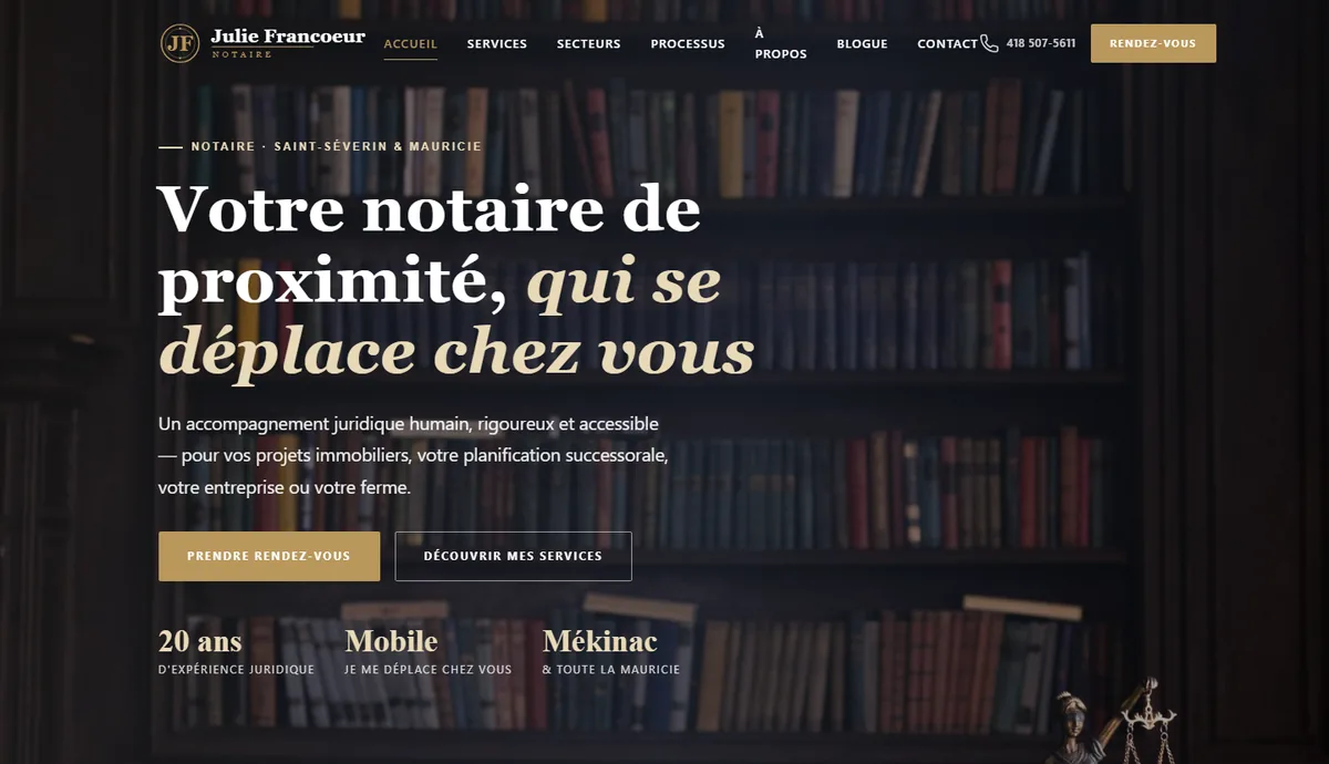 Aperçu du site : Étude notariale en Mauricie